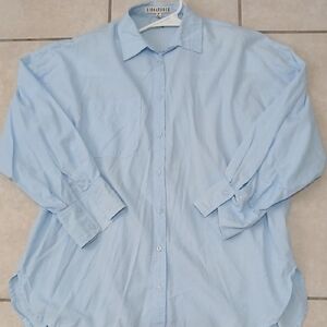 SIGNATURE 8 Womens Size S Sky Blue Casual Oversized Button Down Shirt